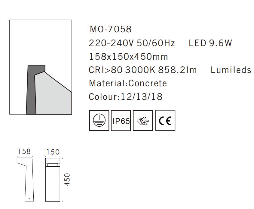 MO-7058 Cement Outdoor Bollard Lamp