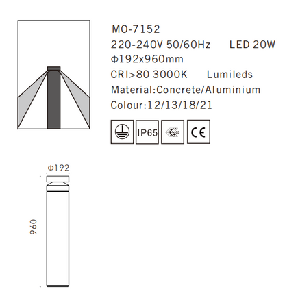 MO-7152 Cement Outdoor Bollard Lamp