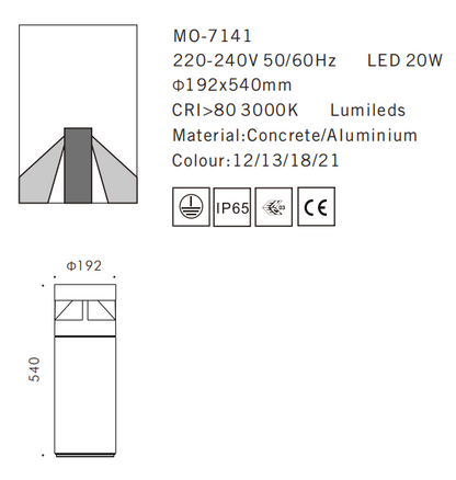 MO-7141 Cement Outdoor Bollard Lamp