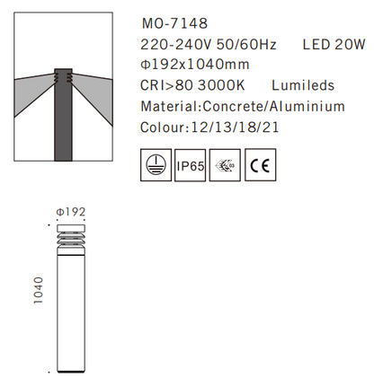 MO-7148 Cement Outdoor Bollard Lamp