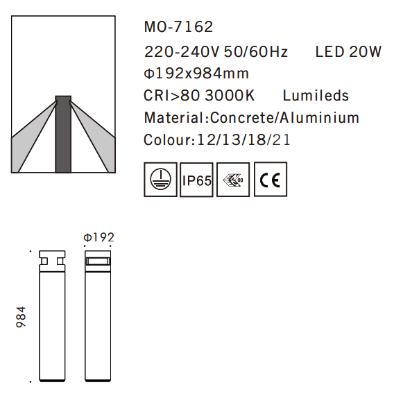 MO-7162 Cement Outdoor Bollard Lamp