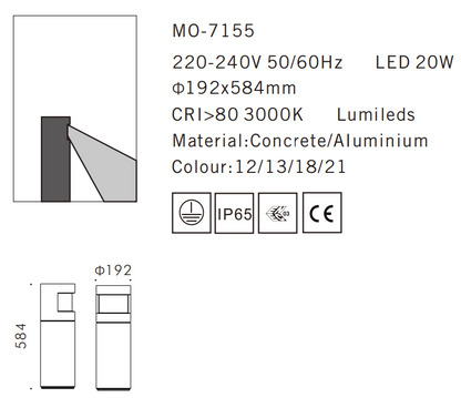 MO-7155 Cement Outdoor Bollard Lamp