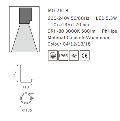 MO-7518 Concrete Outdoor Wall Light