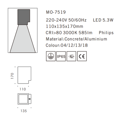 MO-7519 Concrete Outdoor Wall Light