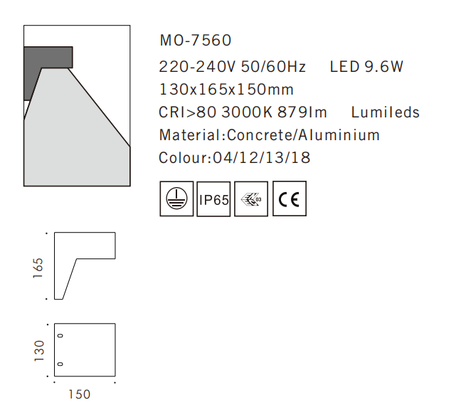 MO-7560 Concrete Outdoor Wall Light