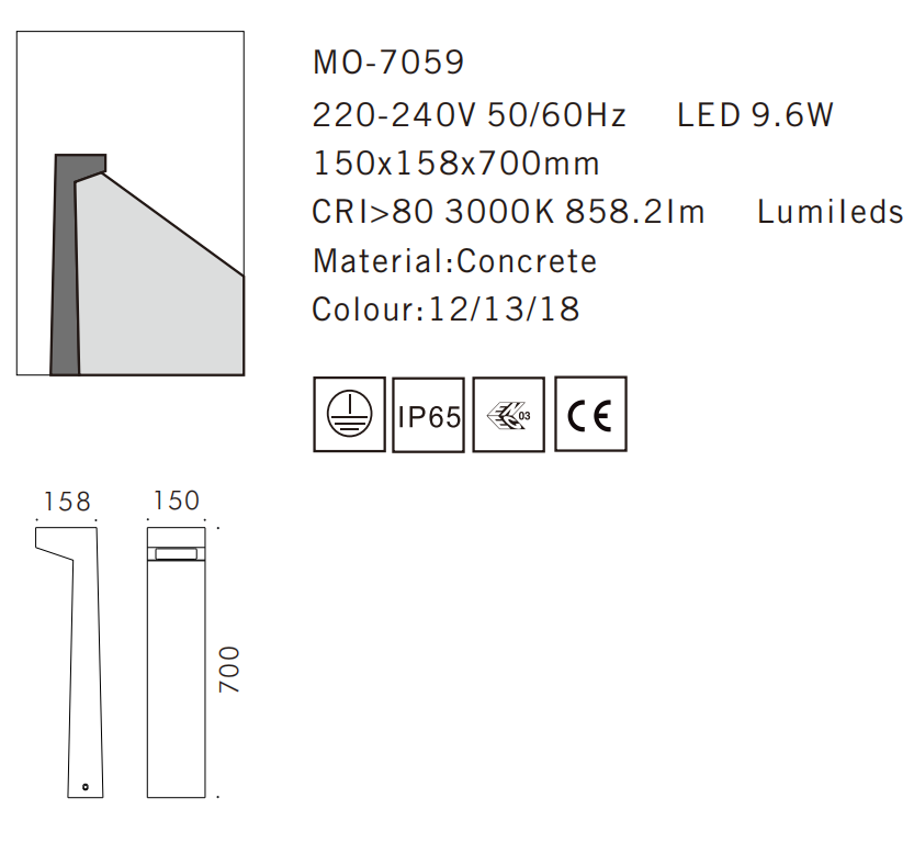 MO-7059 Cement Outdoor Bollard Lamp