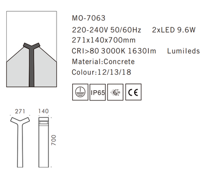 MO-7063 Cement Outdoor Bollard Lamp