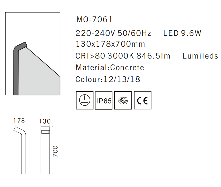 MO-7061 Cement Outdoor Bollard Lamp