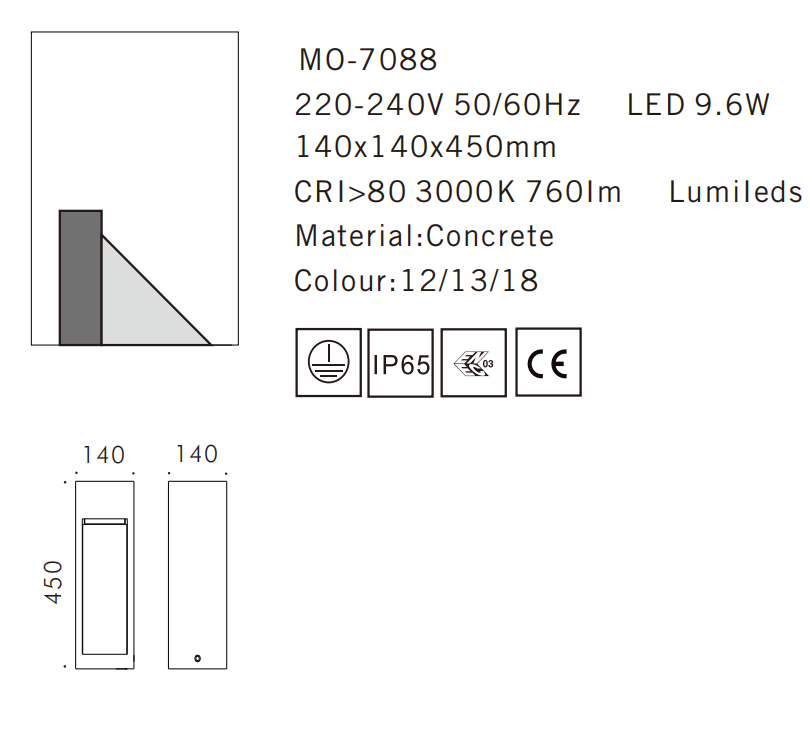 MO-7088 Cement Outdoor Bollard Lamp