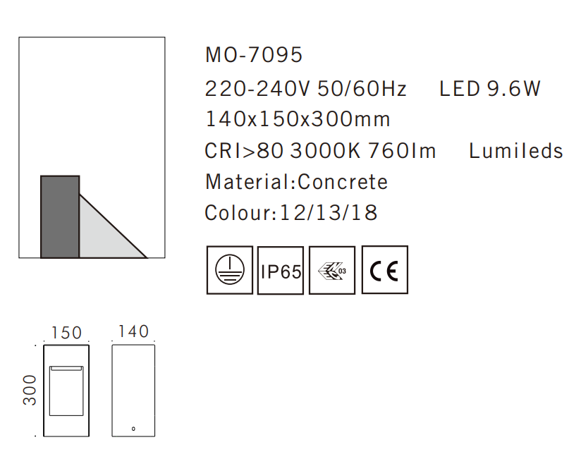 MO-7095 Cement Outdoor Bollard Lamp