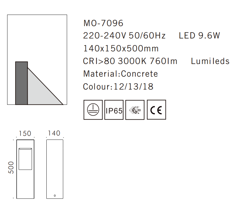 MO-7096 Cement Outdoor Bollard Lamp