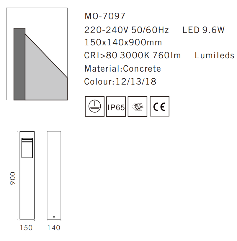 MO-7097 Cement Outdoor Bollard Lamp