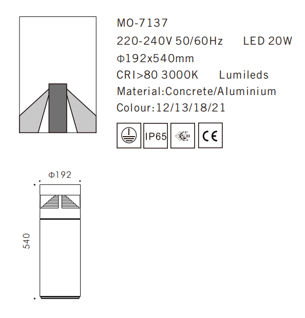 MO-7137 Cement Outdoor Bollard Lamp