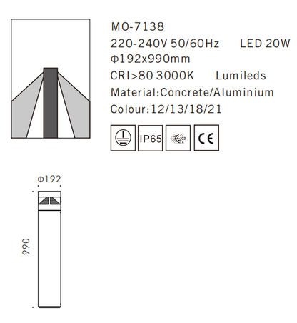 MO-7138 Cement Outdoor Bollard Lamp