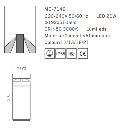 MO-7149 Cement Outdoor Bollard Lamp