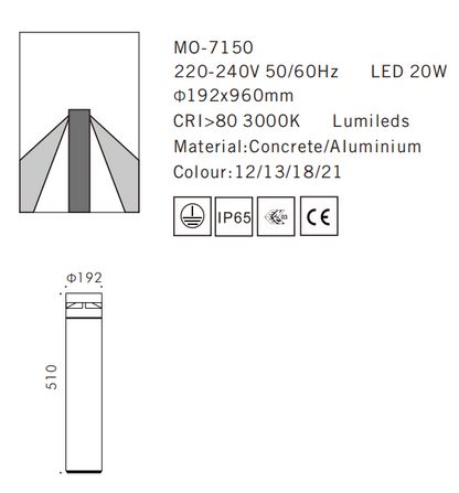 MO-7150 Cement Outdoor Bollard Lamp