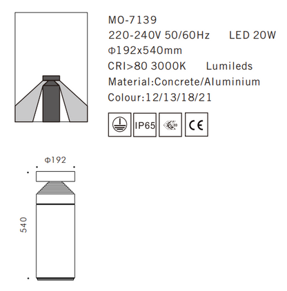 MO-7139 Cement Outdoor Bollard Lamp