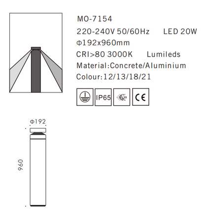 MO-7154 Cement Outdoor Bollard Lamp