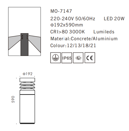 MO-7147 Cement Outdoor Bollard Lamp