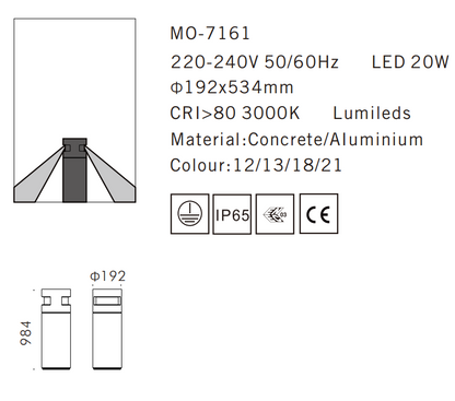 MO-7161 Cement Outdoor Bollard Lamp