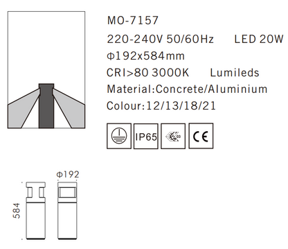 MO-7157 Cement Outdoor Bollard Lamp