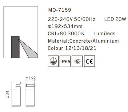 MO-7159 Cement Outdoor Bollard Lamp