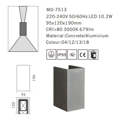 MO-7513 Concrete Outdoor Wall Light